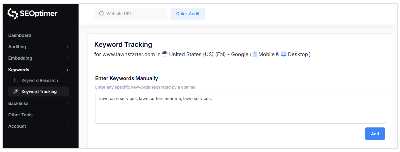 Manually add keywords